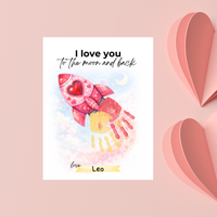 Valentine Rocket Handprint Craft Printable for Kids | “I Love You to the Moon and Back” Keepsake | Valentine Art PDF