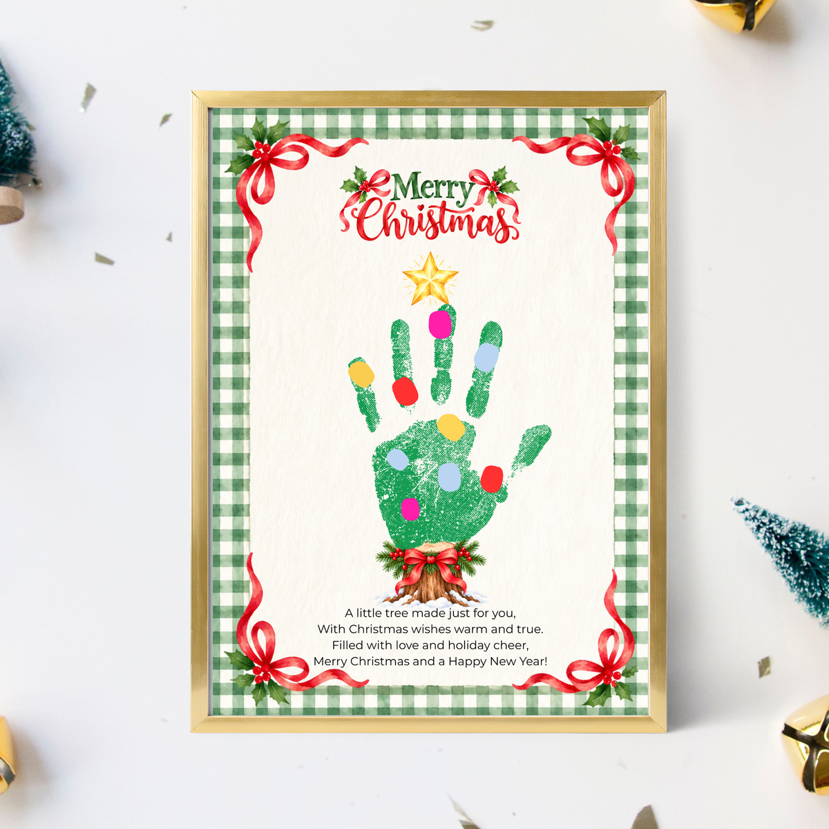 Christmas Tree Handprint Craft for Kids | Merry Christmas Printable Keepsake with Free Coloring Page