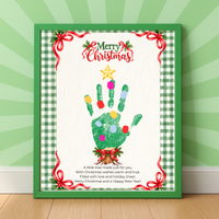 Christmas Tree Handprint Craft for Kids | Merry Christmas Printable Keepsake with Free Coloring Page