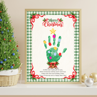 Christmas Tree Handprint Craft for Kids | Merry Christmas Printable Keepsake with Free Coloring Page