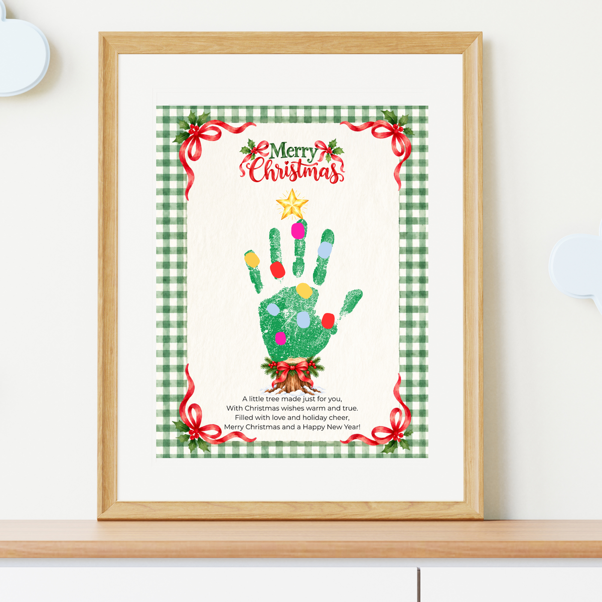 Christmas Tree Handprint Craft for Kids | Merry Christmas Printable Keepsake with Free Coloring Page