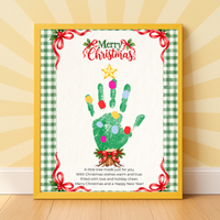 Christmas Tree Handprint Craft for Kids | Merry Christmas Printable Keepsake with Free Coloring Page