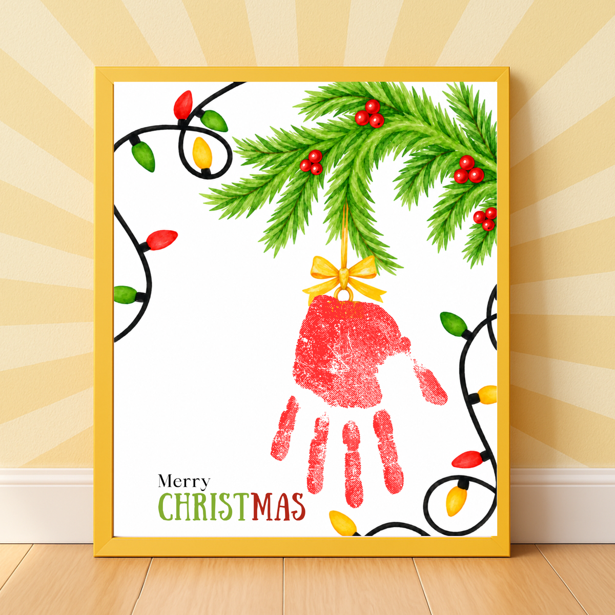 Christmas Bell Handprint Craft for Kids | Preschool & Toddler Christmas Keepsake Printable with Free Coloring Page