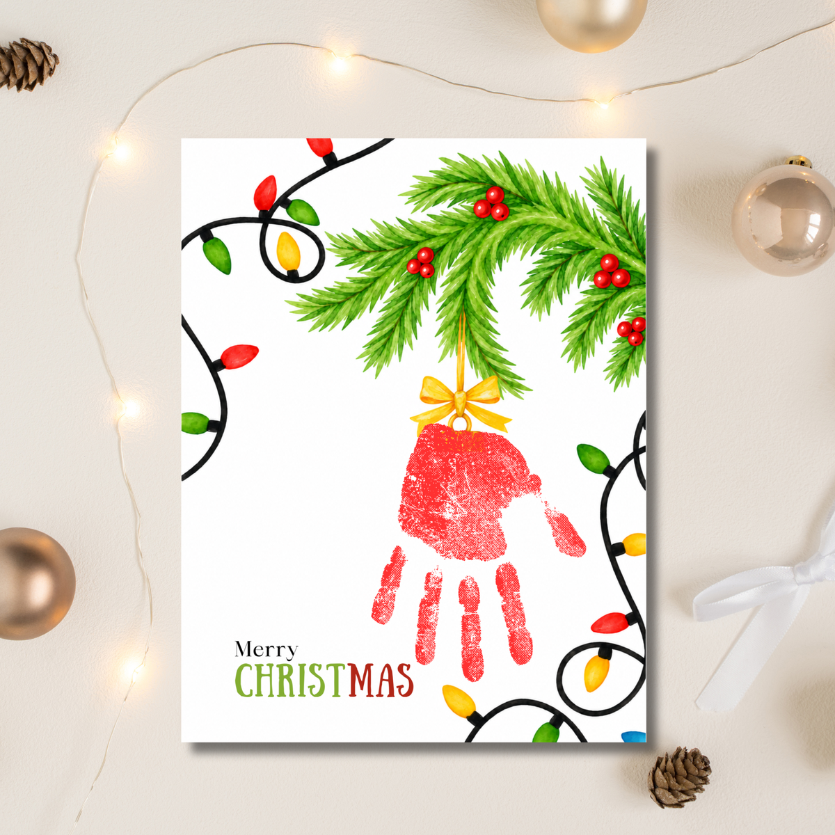 Christmas Bell Handprint Craft for Kids | Preschool & Toddler Christmas Keepsake Printable with Free Coloring Page