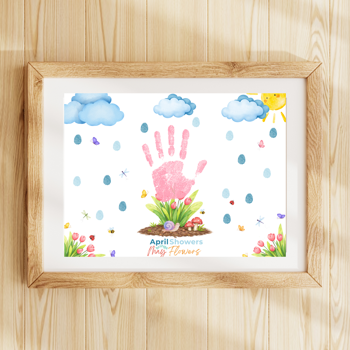 April Showers Bring May Flowers Handprint Craft Printable | Spring Handprint Keepsake | Preschool Spring Activity PDF