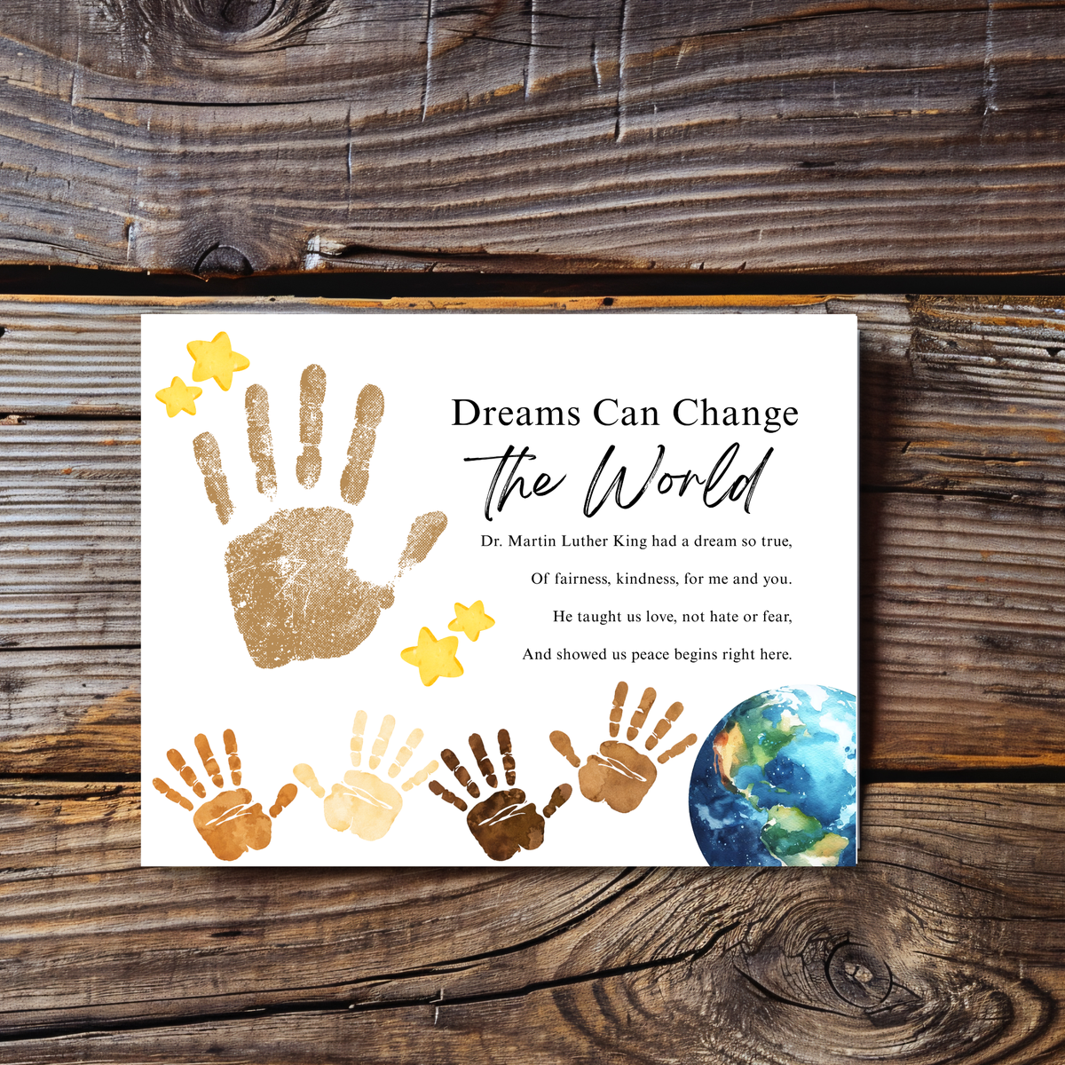 Martin Luther King Jr. Handprint Craft for Kids | MLK Day Diversity & Kindness Printable Activity