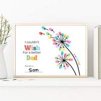 Father’s Day & Dad Birthday Fingerprint Craft Printable | I Couldn’t Wish for a Better Dad | Dandelion Keepsake Gift from Kids | Preschool DIY Printable