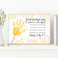 Christian July 4th Handprint Craft Printable | God Picked Me to Shine His Light | Patriotic Kids Keepsake Activity