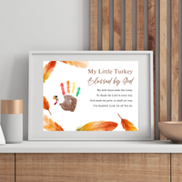 My Little Turkey Blessed by God Handprint Craft Printable | Christian Thanksgiving Keepsake | Preschool Turkey Handprint Activity