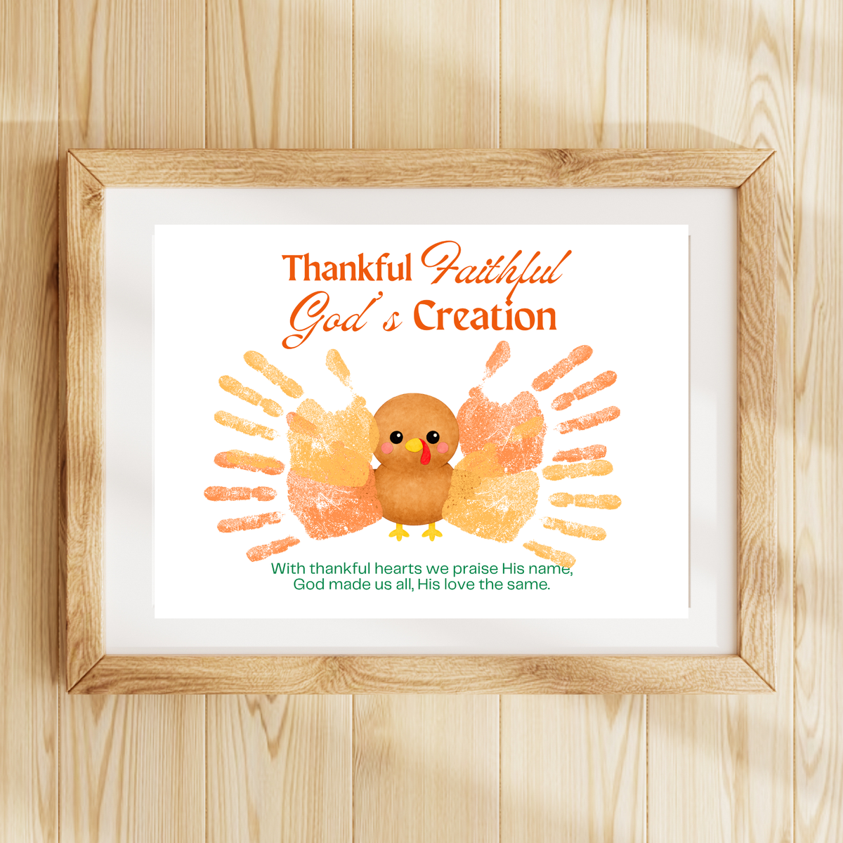 Thankful Faithful God's Creation Handprint Turkey Craft Printable | Christian Thanksgiving Handprint Activity | Preschool Fall Keepsake PDF