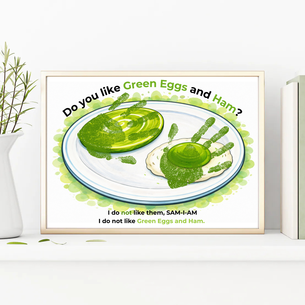 Green Eggs and Ham Handprint Craft Printable | Kids Reading Activity | Literacy Art Keepsake PDF
