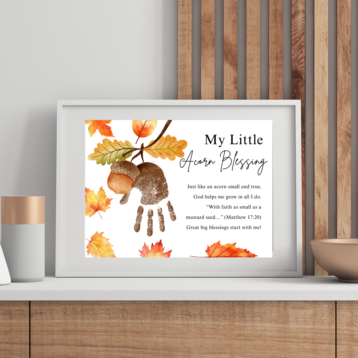My Little Acorn Blessing Handprint Craft Printable | Christian Fall Keepsake | Preschool Acorn Handprint Activity