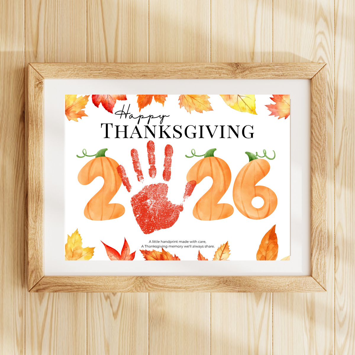 Happy Thanksgiving 2026 Handprint Craft Printable, Thanksgiving Keepsake Activity, Fall Handprint Craft for Preschool Kindergarten PDF