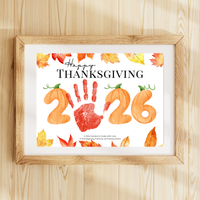 Happy Thanksgiving 2026 Handprint Craft Printable, Thanksgiving Keepsake Activity, Fall Handprint Craft for Preschool Kindergarten PDF
