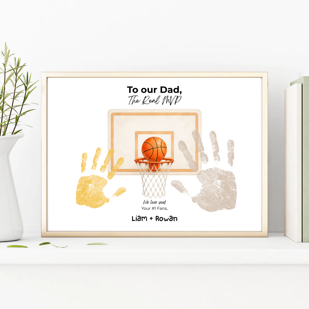 Basketball Handprint Craft for Dad, To Our Dad The Real MVP Printable, Father’s Day Basketball Keepsake from Kids, Sports Dad Gift