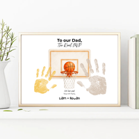 Basketball Handprint Craft for Dad, To Our Dad The Real MVP Printable, Father’s Day Basketball Keepsake from Kids, Sports Dad Gift