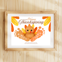 Happy Thanksgiving Turkey Footprint Craft | Thanksgiving Keepsake Printable | Preschool Fall Activity