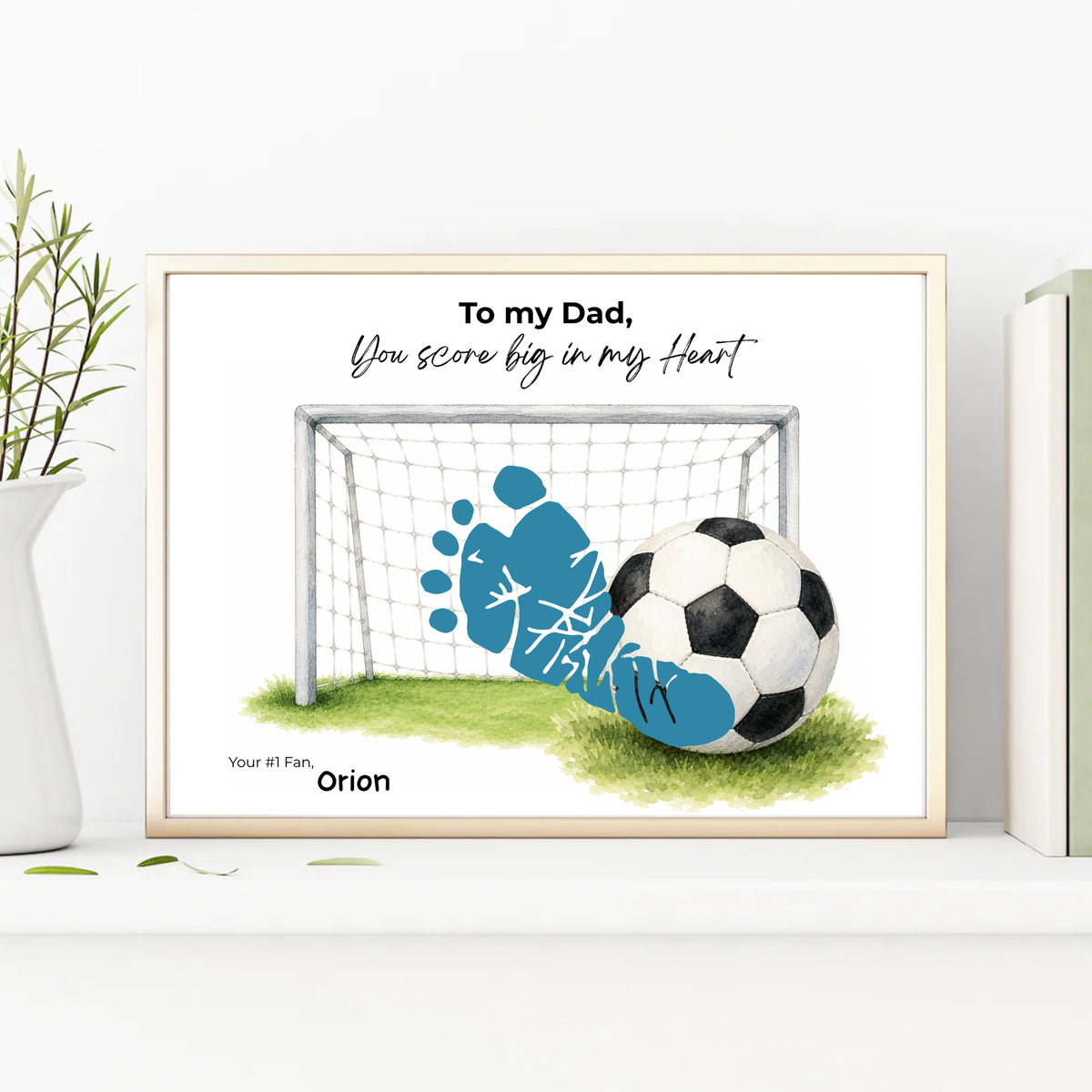 Soccer Father’s Day Footprint Craft Printable, To My Dad You Score Big in My Heart, Soccer Keepsake Gift from Kids, Sports Dad Father’s Day Craft