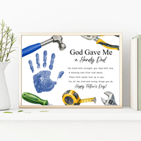 Christian Father’s Day Handprint Craft Printable, God Gave Me a Handy Dad, Tool Theme Father’s Day Keepsake, Faith Based Dad Gift