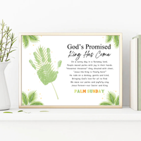 Palm Sunday Poem Handprint Craft Printable | “God’s Promised King Has Come” Christian Kids Activity | Easter Faith-Based Keepsake PDF