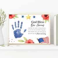 Christian Memorial Day Handprint Craft Printable | God Bless Our Heroes Keepsake | Patriotic Kids Activity | Sunday School PDF