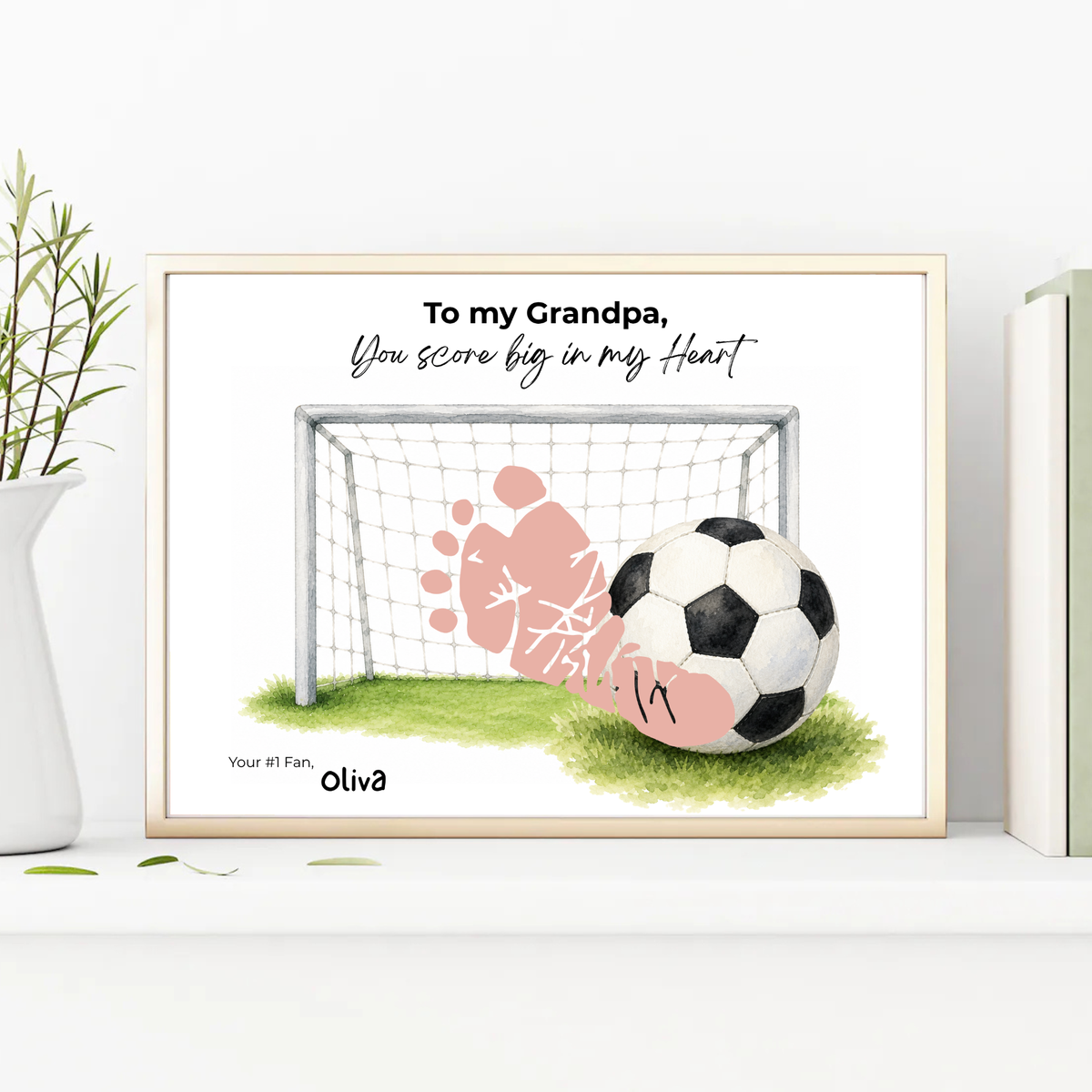 Soccer Grandpa Footprint Craft Printable, To My Grandpa You Score Big in My Heart, Grandpa Soccer Keepsake Gift, Sports Grandpa Gift from Kids