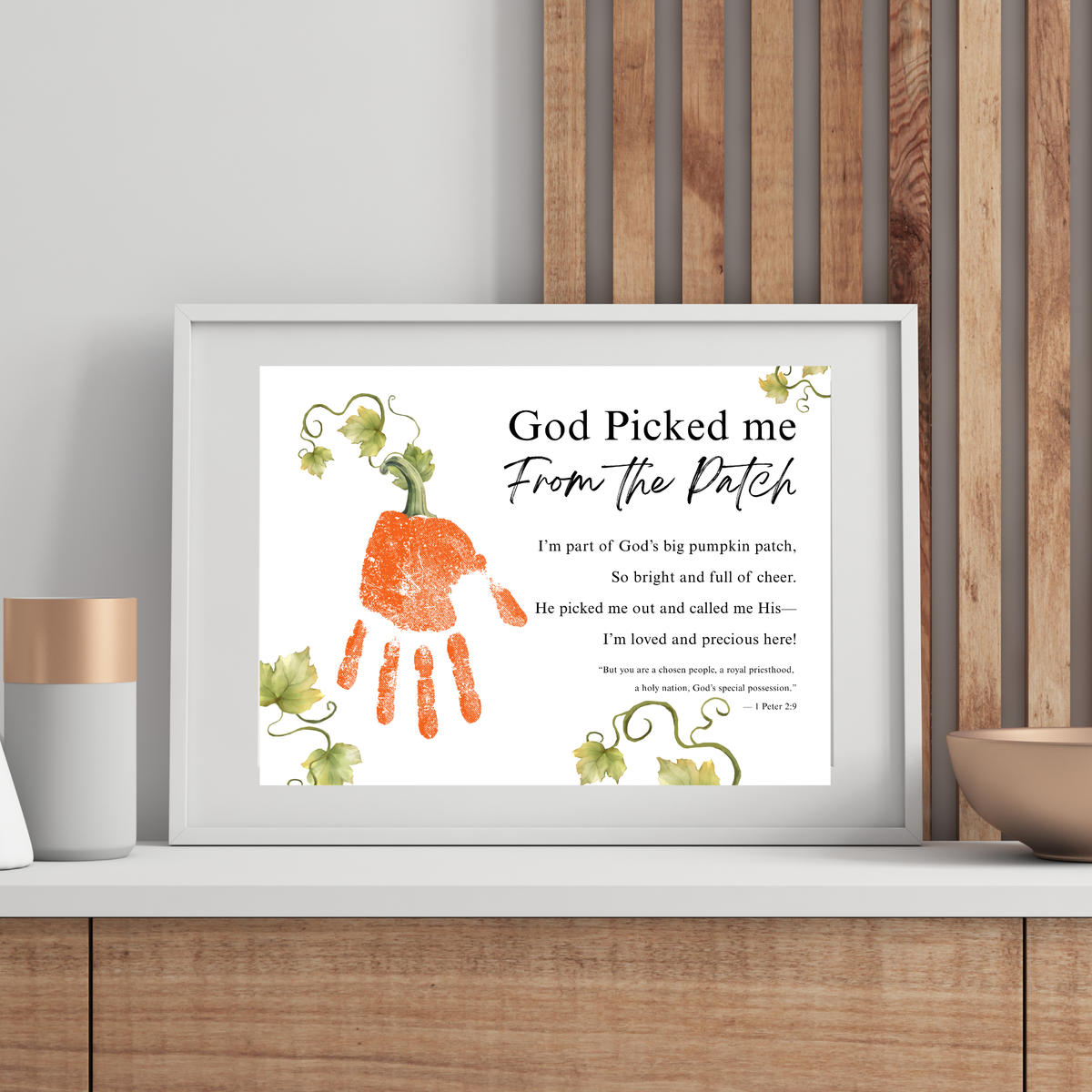 God Picked Me From the Patch Handprint Craft Printable | Christian Pumpkin Keepsake | Fall Bible Activity for Kids