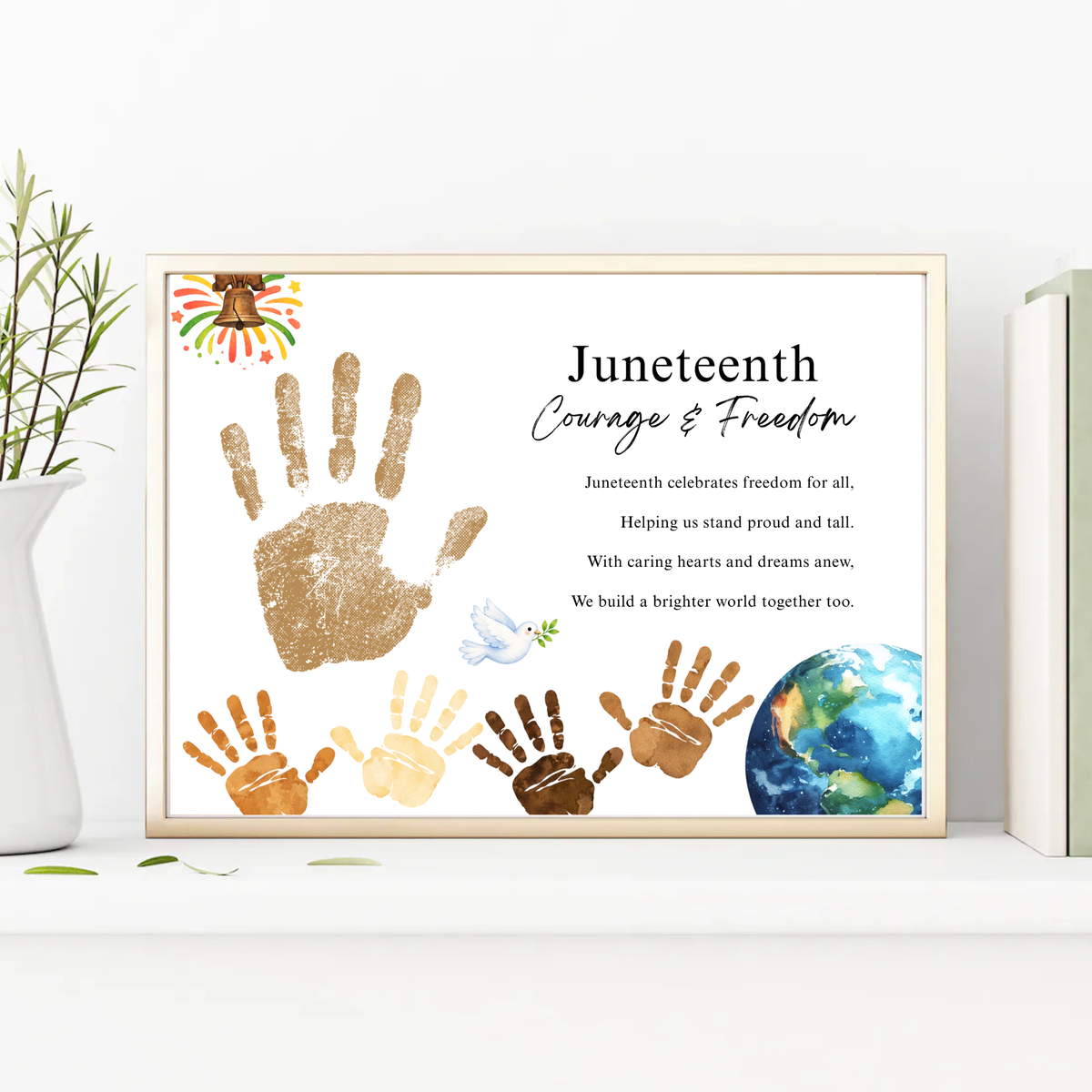 Juneteenth Courage & Freedom Handprint Craft Printable | Juneteenth Activity for Kids | Diversity & Inclusion Keepsake