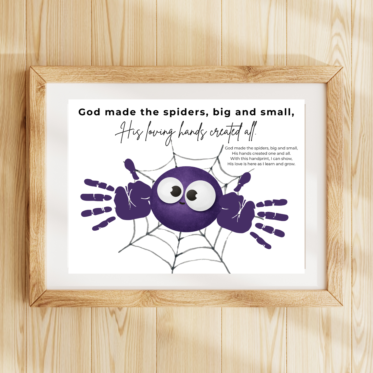 Christian Halloween Spider Handprint Craft Printable | God Made the Spiders Kids Craft | Sunday School Halloween Activity | Christian Keepsake