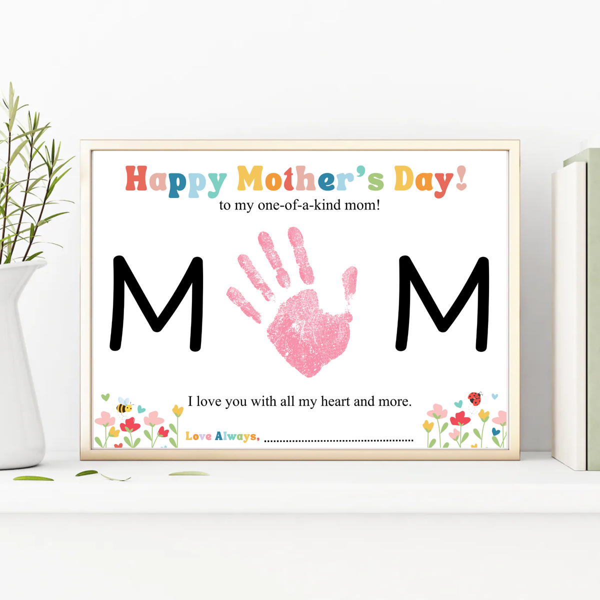 Mother’s Day Handprint Craft Printable | MOM Handprint Keepsake Gift from Kids | Preschool DIY Mother’s Day Art | Personalized Mom Gift PDF
