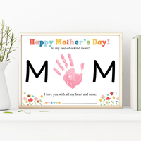 Mother’s Day Handprint Craft Printable | MOM Handprint Keepsake Gift from Kids | Preschool DIY Mother’s Day Art | Personalized Mom Gift PDF