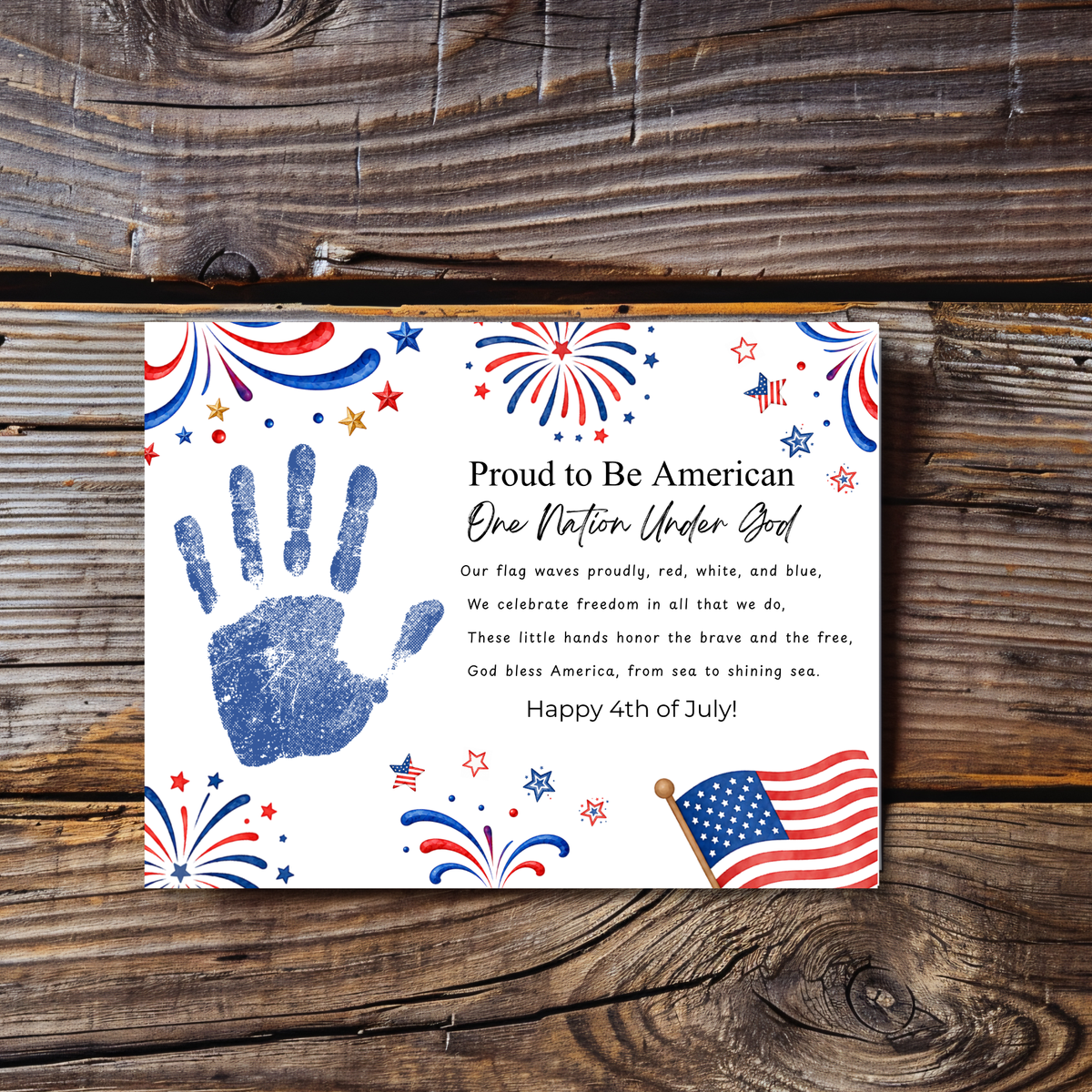 Christian 4th of July Handprint Craft for Kids | One Nation Under God Patriotic Preschool & Kindergarten Activity