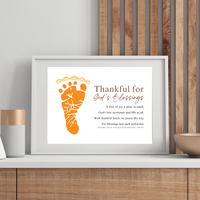 Thankful for God's Blessings Footprint Craft | Christian Thanksgiving Keepsake | Pumpkin Pie Footprint Printable | Psalm 107:1