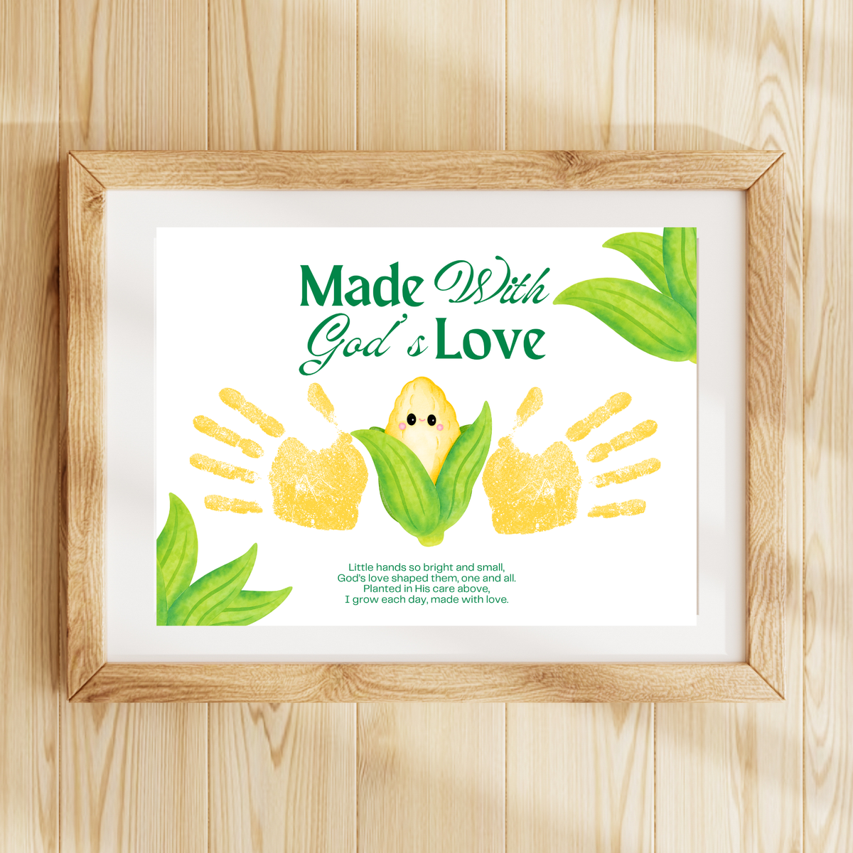 Christian Corn Handprint Craft Printable, Made With God's Love, Preschool Harvest Activity, Thanksgiving Craft, Fall Keepsake, Baby's First Fall