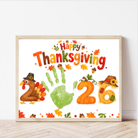 Thanksgiving 2026 Handprint Craft | Happy Thanksgiving Turkey Keepsake Printable for Kids