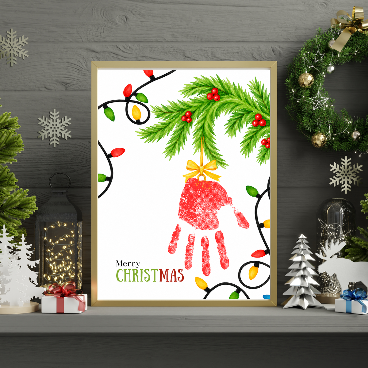 Christmas Bell Handprint Craft for Kids | Preschool & Toddler Christmas Keepsake Printable with Free Coloring Page