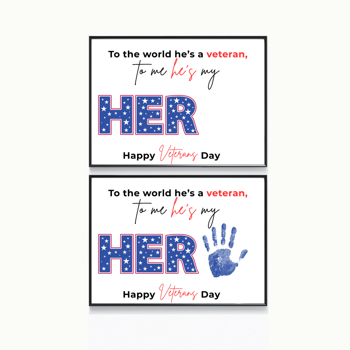 Veterans Day Handprint Craft for Kids | My Hero Veteran Printable Keepsake | Military Family Activity