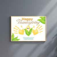 Happy Thanksgiving Corn Handprint Craft Printable, Thanksgiving Keepsake, Baby's First Thanksgiving, Preschool Fall Harvest Activity