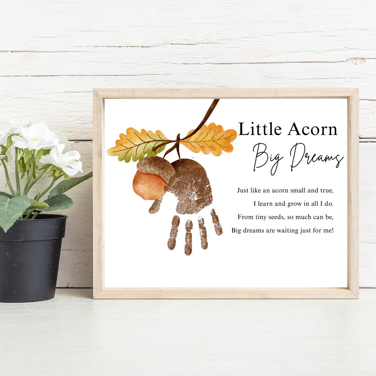 Little Acorn, Big Dreams Handprint Craft | Fall Preschool Keepsake | Acorn Handprint Printable | Autumn Classroom Activity