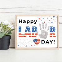 Christian Happy Labor Day Handprint Craft Printable | Faith Based Labor Day Activity | Preschool Sunday School Keepsake