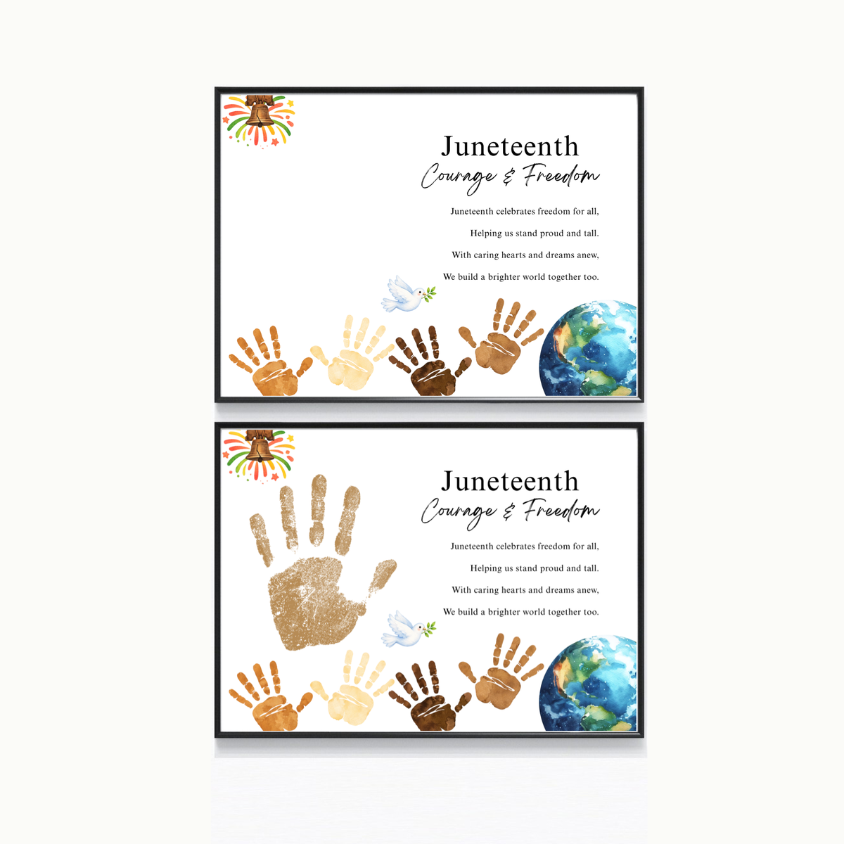 Juneteenth Courage & Freedom Handprint Craft Printable | Juneteenth Activity for Kids | Diversity & Inclusion Keepsake