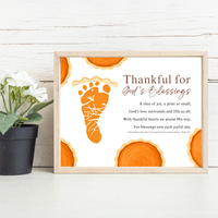 Thankful for God's Blessings Footprint Craft | Christian Thanksgiving Keepsake | Pumpkin Pie Footprint Printable | Psalm 107:1