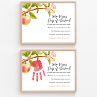 My First Day of School Apple Handprint Craft Printable | Back to School Apple Poem Keepsake | Preschool Kindergarten Activity