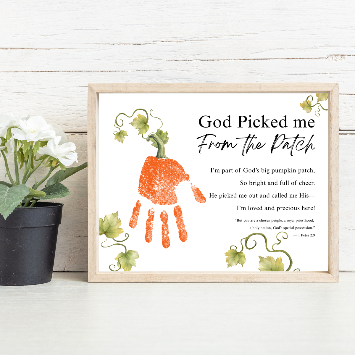 God Picked Me From the Patch Handprint Craft Printable | Christian Pumpkin Keepsake | Fall Bible Activity for Kids