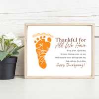 Thankful for All We Have Thanksgiving Footprint Craft | Pumpkin Pie Keepsake Printable