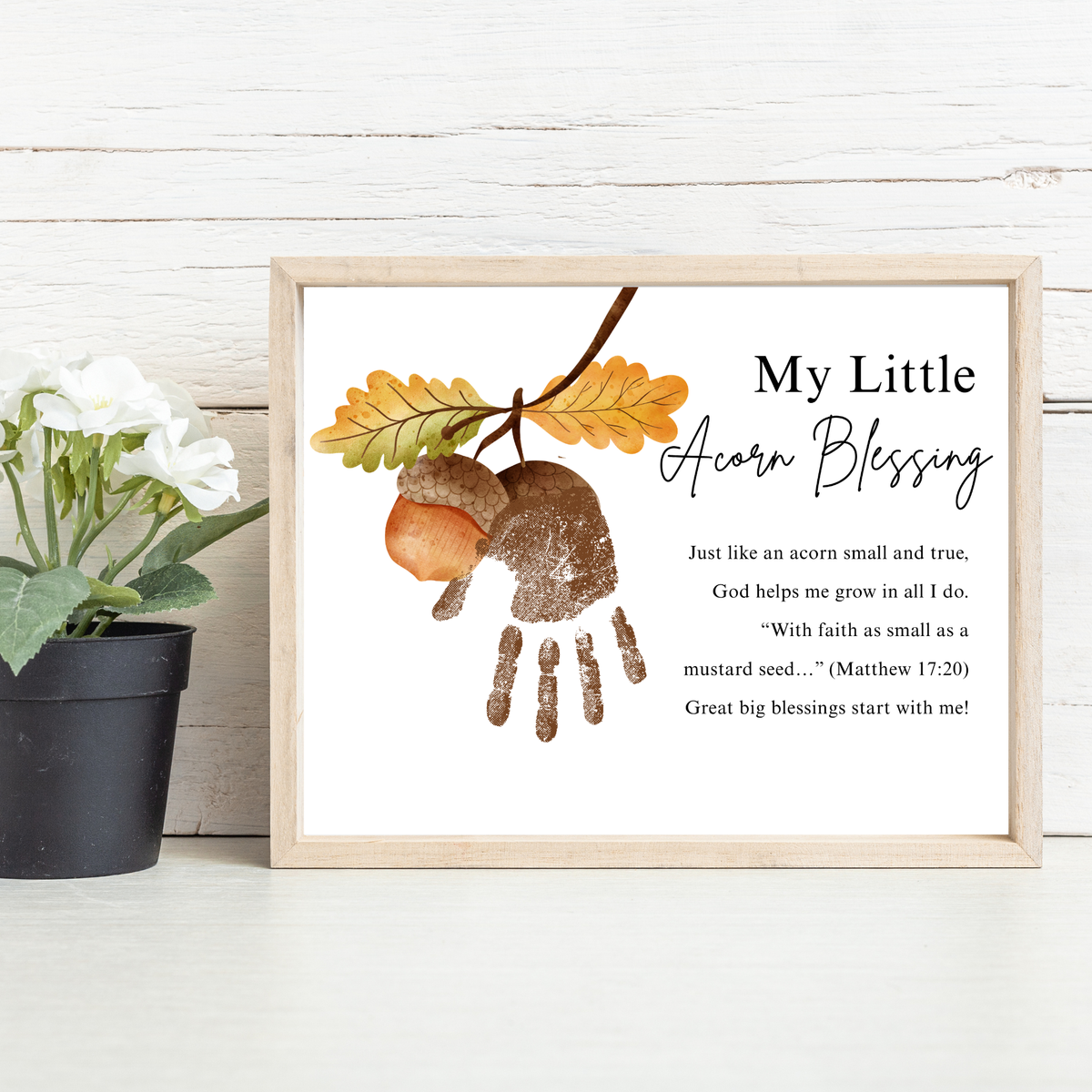 My Little Acorn Blessing Handprint Craft Printable | Christian Fall Keepsake | Preschool Acorn Handprint Activity