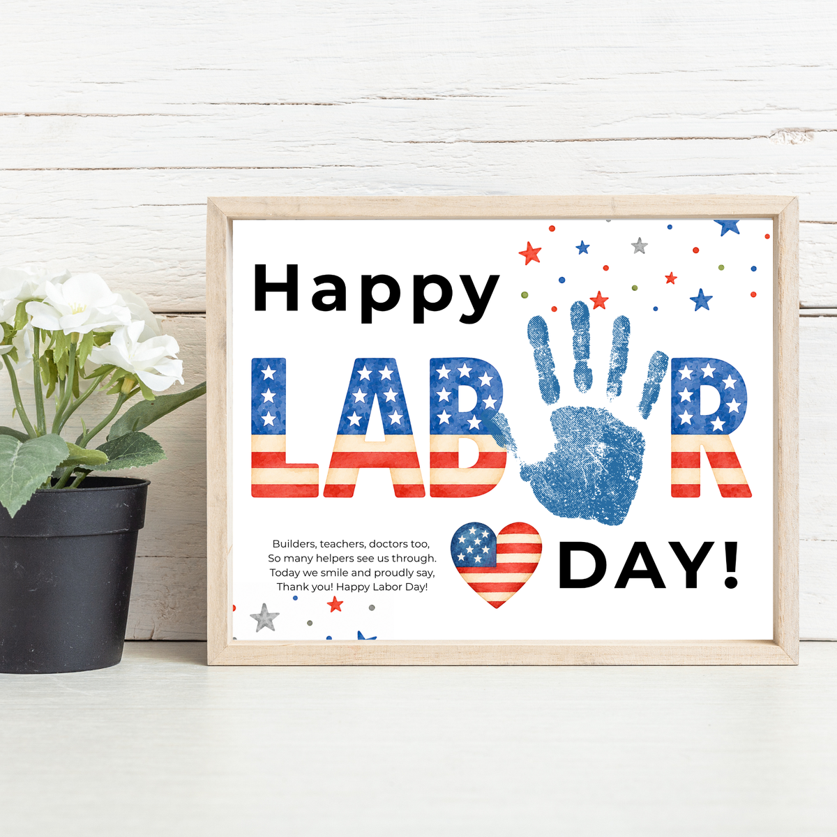 Happy Labor Day Handprint Craft Printable | Preschool Labor Day Keepsake | Community Helpers Activity | Daycare Classroom Craft