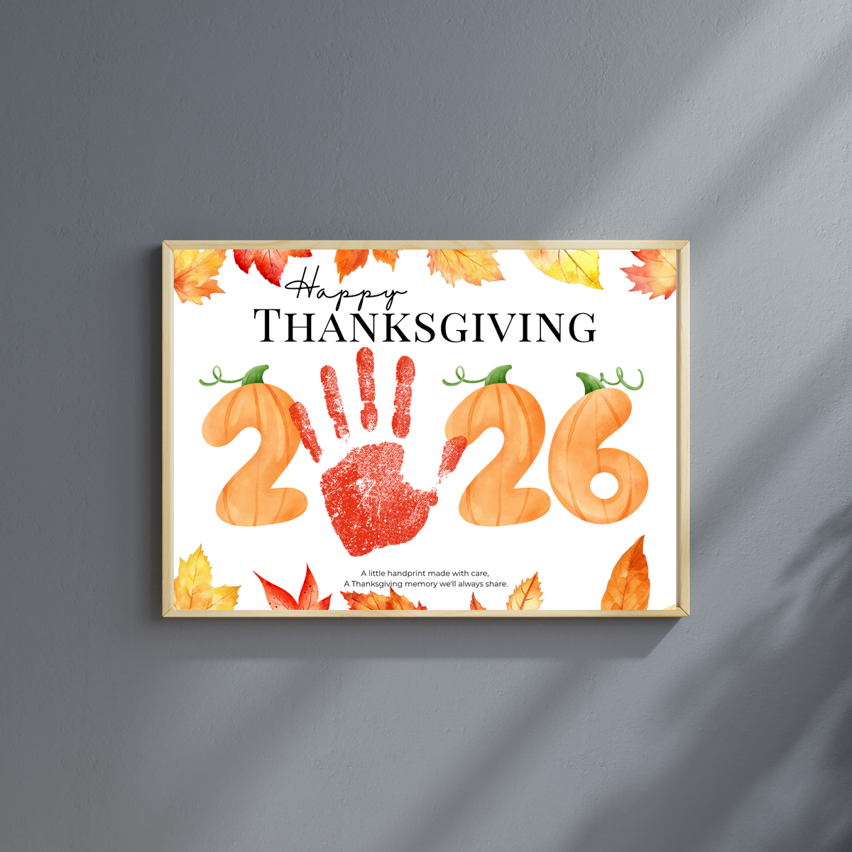 Happy Thanksgiving 2026 Handprint Craft Printable, Thanksgiving Keepsake Activity, Fall Handprint Craft for Preschool Kindergarten PDF