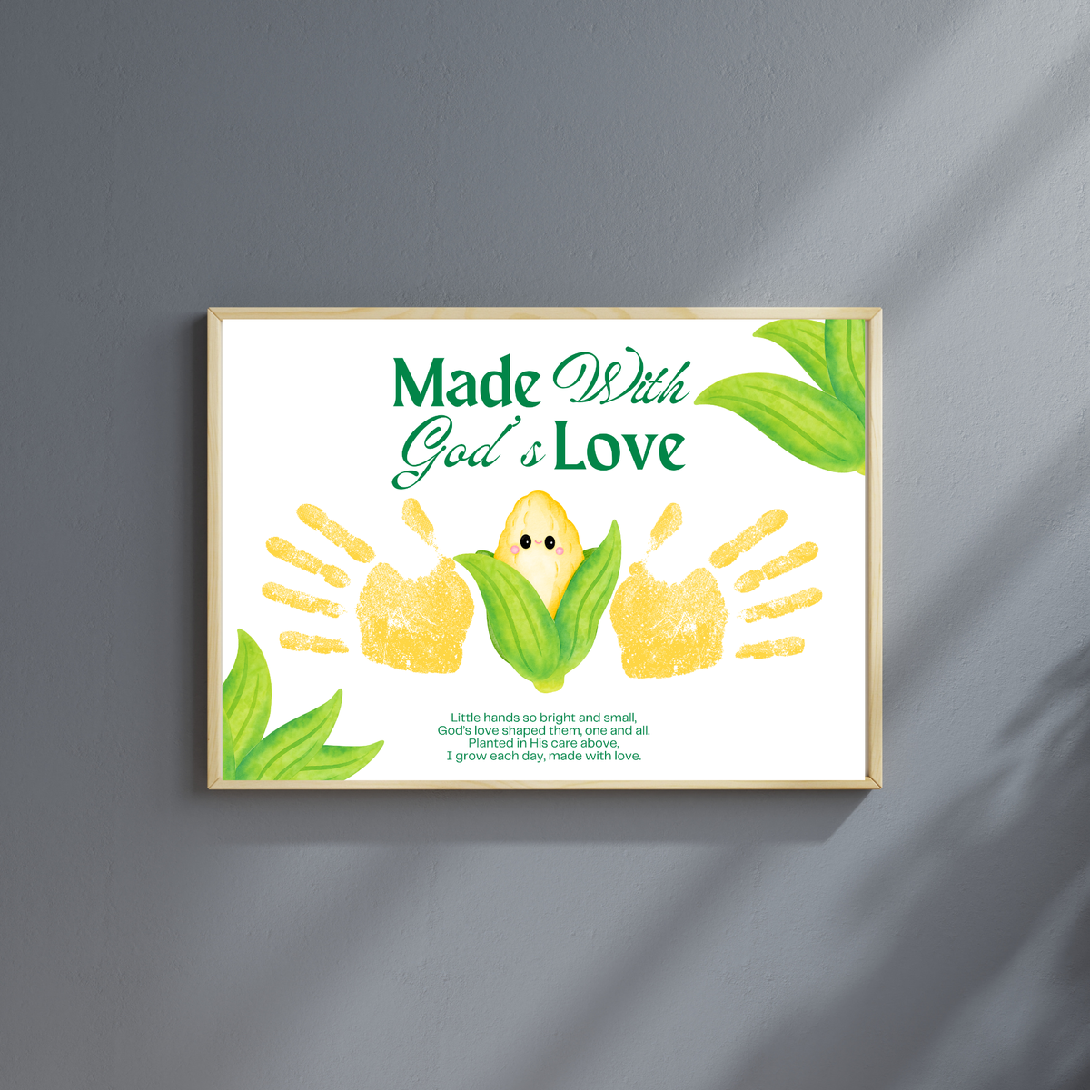 Christian Corn Handprint Craft Printable, Made With God's Love, Preschool Harvest Activity, Thanksgiving Craft, Fall Keepsake, Baby's First Fall