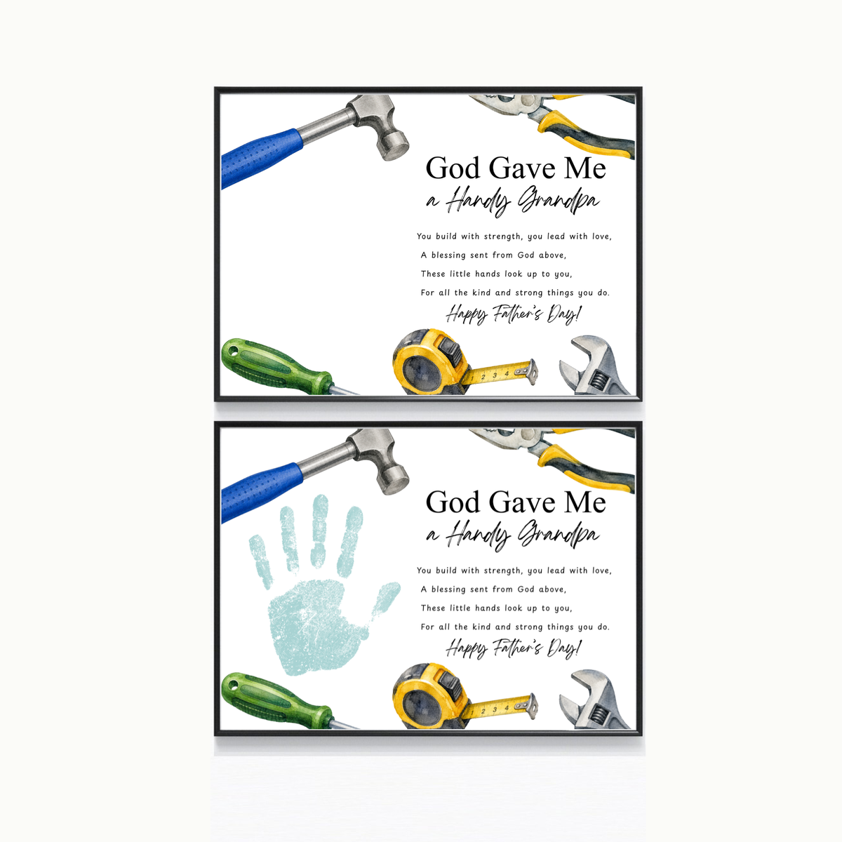 Christian Father's Day Handprint Craft Printable | God Gave Me a Handy Grandpa Grampy Papaw | Faith-Based Grandpa Gift from Kids | Grandfather Keepsake